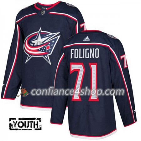 Adidas Maillot de Hockey Blue Jackets Nick Foligno 71 2017-2018 Bleu Marine Authentic - Enfant